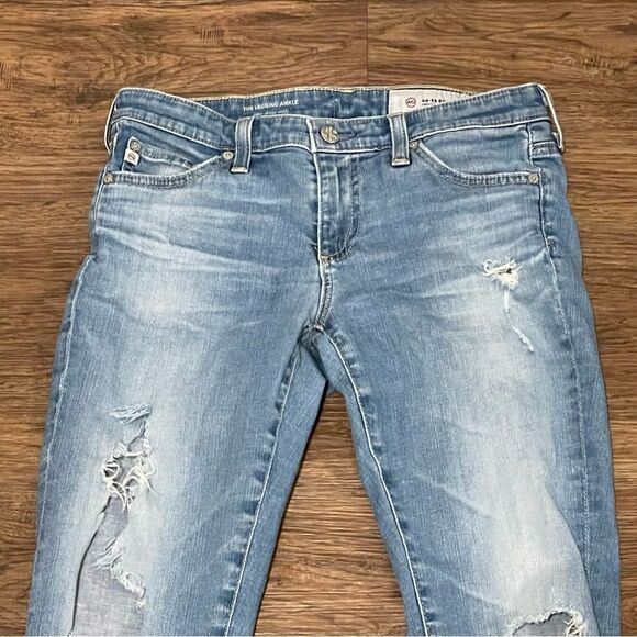 AG-ED Adriano Goldschmied Distressed Torn Lightwash Legging Ankle Jeans Size 27R - Picture 2 of 14